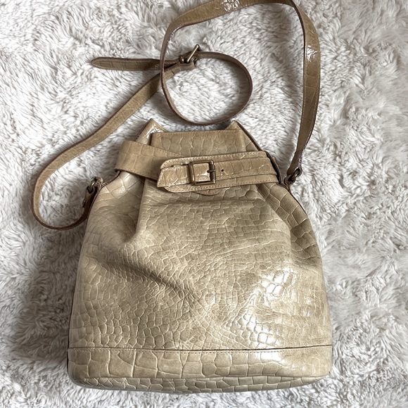 Furla Handbags - VINTAGE Furla tan crocodile embossed leather bucket bag